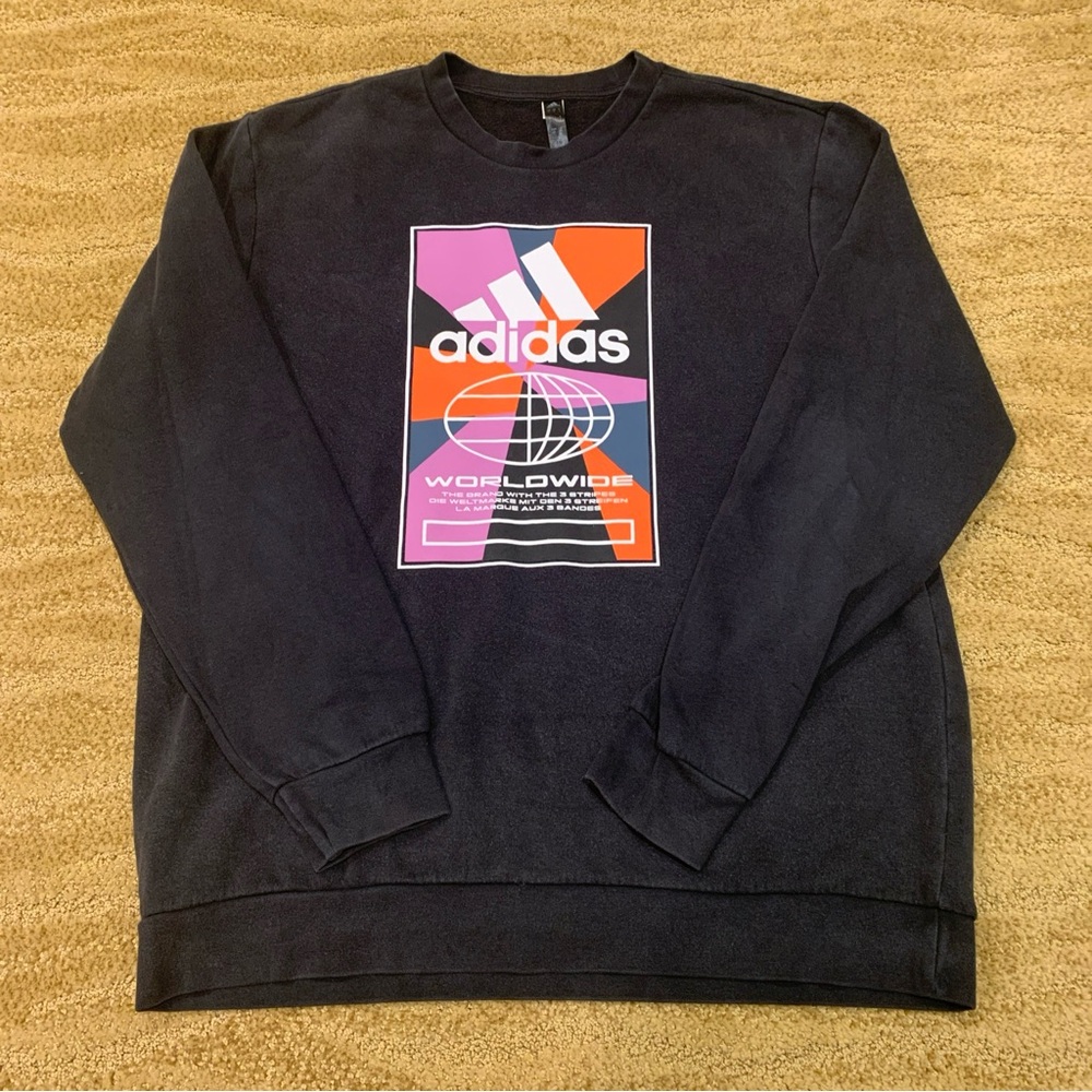 Adidas Men’s Crew Neck Sweatshirt, Black, Size Large